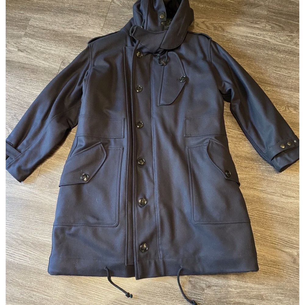 Dries Van Noten Men’s Navy Sherpa Lined Oversized Parka “Very Rare” Size M